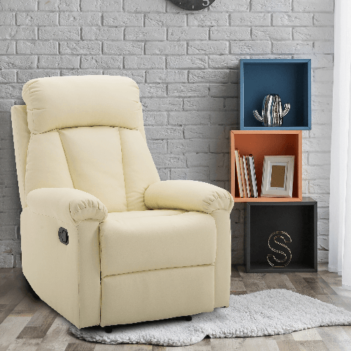 HOMCOM-Poltrona-Relax-Reclinabile-Imbottita-Ergonomica-con-Poggiapiedi-Similpelle-80-x-97-x-107cm-Crema