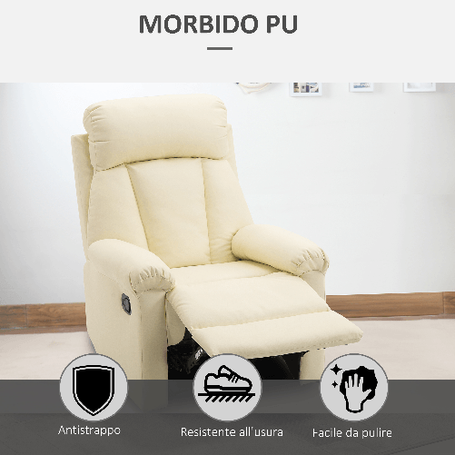 HOMCOM-Poltrona-Relax-Reclinabile-Imbottita-Ergonomica-con-Poggiapiedi-Similpelle-80-x-97-x-107cm-Crema