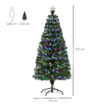 HOMCOM-Albero-di-Natale-150cm-con-180-Luci-a-LED-e-Fibre-Ottiche-Colorate-180-Rami-in-PVC-Ignifughi-e-Base-in-Metallo