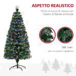 HOMCOM-Albero-di-Natale-150cm-con-180-Luci-a-LED-e-Fibre-Ottiche-Colorate-180-Rami-in-PVC-Ignifughi-e-Base-in-Metallo