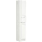 kleankin Colonna Bagno con Cassetto e 2 Armadietti Bianco Lucido, 30x28x170cm