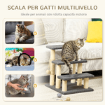 PawHut-Tiragraffi-Scaletta-per-Gatti-a-3-Livelli-Pali-in-Juta-e-Pallina-45x40x48cm-Grigio