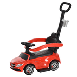 HOMCOM Macchina Cavalcabile per Bambini 12-36 Mesi con Maniglione e Barre di Sicurezza Rimovibili, Licenza Mercedes, Rossa