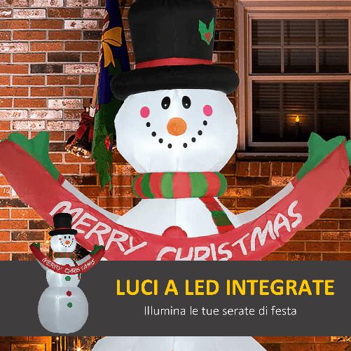 HOMCOM-Pupazzo-di-Neve-Gonfiabile-Gigante-da-Esterno-Impermeabile-con-Luci-a-LED