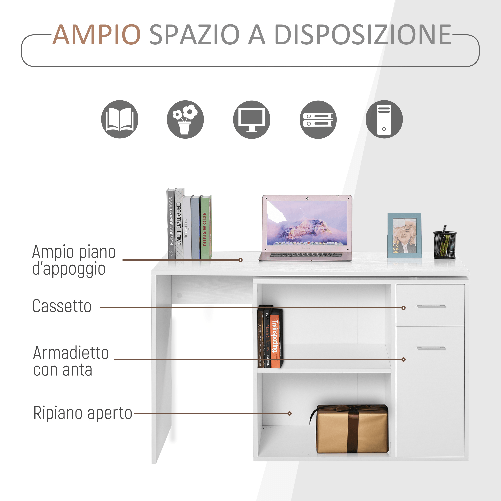 HOMCOM-Scrivania-Angolare-con-Cassetti-Estraibile-e-Scaffale-Girevole-360°-Bianca