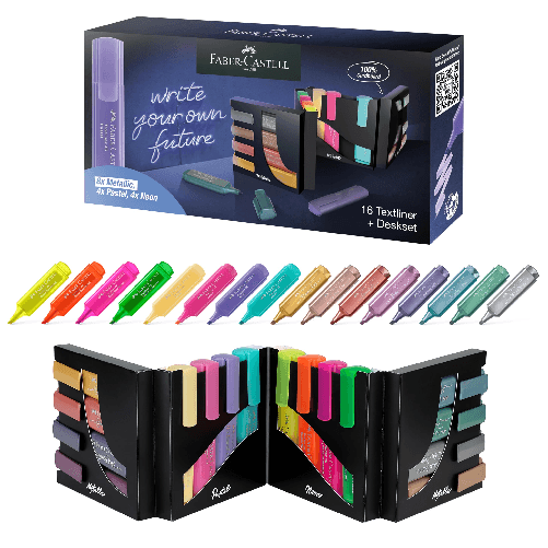 Faber-Castell-Confezione-16-Evidenziatore-Assortiti-Set-Scrivania