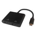 Deltaco USBC-2DP cavo e adattatore video 01 m USB tipo-C 2 x DisplayPort Nero (USB-C MST HUB 2x 4K/60Hz DP x 2 black 0.1