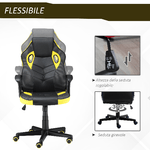 Vinsetto-Sedia-Gaming-Ergonomica-Poltrona-da-Ufficio-Girevole-con-Rotelle-in-Similpelle-Nera-e-Gialla-Altezza-Regolabile