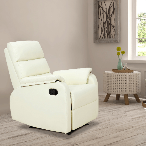 HOMCOM-Poltrona-Relax-per-Interni-Reclinabile-Manualmente-con-Cuscino-Imbottito-in-Similpelle-e-Acciaio-75x82x99-cm-Crema
