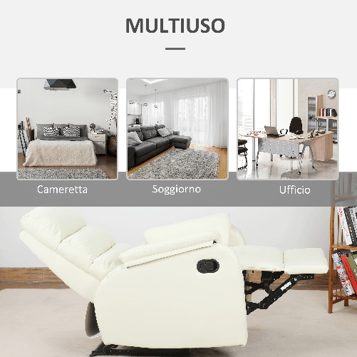 HOMCOM-Poltrona-Relax-per-Interni-Reclinabile-Manualmente-con-Cuscino-Imbottito-in-Similpelle-e-Acciaio-75x82x99-cm-Crema