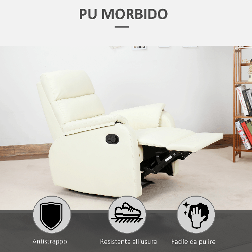 HOMCOM-Poltrona-Relax-per-Interni-Reclinabile-Manualmente-con-Cuscino-Imbottito-in-Similpelle-e-Acciaio-75x82x99-cm-Crema