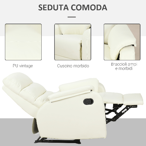 HOMCOM-Poltrona-Relax-per-Interni-Reclinabile-Manualmente-con-Cuscino-Imbottito-in-Similpelle-e-Acciaio-75x82x99-cm-Crema