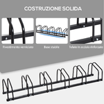 HOMCOM-Rastrelliera-Portabiciclette-Parcheggio-per-6-Biciclette-in-Acciaio-179x33x27-cm-Nero