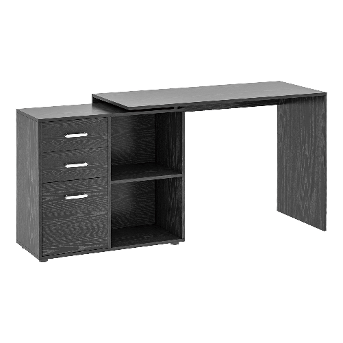 HOMCOM-Scrivania-Angololare-con-Cassettiper-PC-Scrivania-ad-Angolo-Forma-a-L-per-Ufficio-e-Casa-Ripiano-Estraibile-Nero