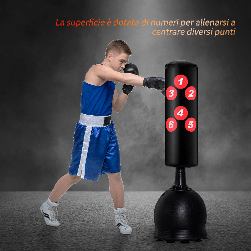 HOMCOM-Sacco-da-Boxe-da-Terra-Sacco-da-Pugile-per-Adulti-e-Bambini-Fit-Boxe-Arti-Marziali--50x50x165cm-