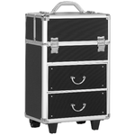 HOMCOM Trolley Valigetta Porta Trucchi Professionale, Blocco con 2 Chiavi e Ruote, Nero 36x23x52cm