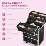 HOMCOM-Trolley-Valigetta-Porta-Trucchi-Professionale-Blocco-con-2-Chiavi-e-Ruote-Nero-36x23x52cm
