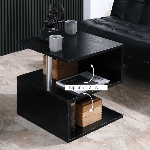 HOMCOM-Moderno-Tavolino-da-Caffe-Basso-Da-Salotto-per-Soggiorno-e-Sala-da-Pranzo-in-Legno-50x50x50-cm-Nero