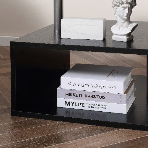 HOMCOM-Moderno-Tavolino-da-Caffe-Basso-Da-Salotto-per-Soggiorno-e-Sala-da-Pranzo-in-Legno-50x50x50-cm-Nero