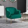 HOMCOM-Poltrona-da-Camera-da-Letto-in-Tessuto-Effetto-Velluto-con-Gambe-in-Acciaio-62x69x75-cm-Verde