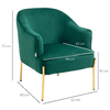 HOMCOM-Poltrona-da-Camera-da-Letto-in-Tessuto-Effetto-Velluto-con-Gambe-in-Acciaio-62x69x75-cm-Verde