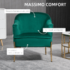 HOMCOM-Poltrona-da-Camera-da-Letto-in-Tessuto-Effetto-Velluto-con-Gambe-in-Acciaio-62x69x75-cm-Verde
