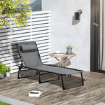 Outsunny-Sdraio-da-Giardino-Pieghevole-con-Schienale-Reclinabile-su-5-Posizioni-e-Cuscino-185x58x30cm-Grigio