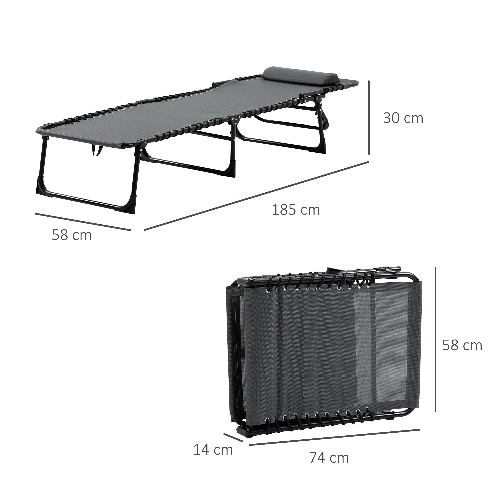 Outsunny-Sdraio-da-Giardino-Pieghevole-con-Schienale-Reclinabile-su-5-Posizioni-e-Cuscino-185x58x30cm-Grigio