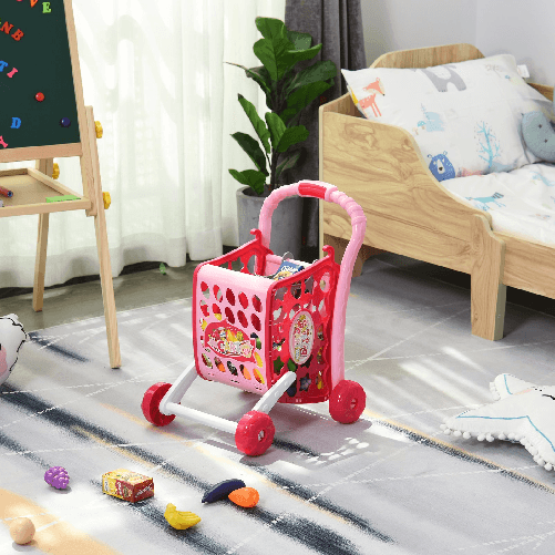 HOMCOM-Carrello-Giocattolo-In-Tre-Modalita-per-Bambini--3-Anni-con-38-Accessori-Inclusi-Suoni-e-Luci-Divertenti-Rosa