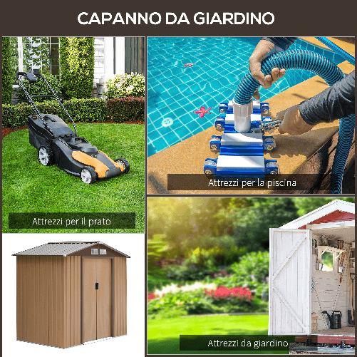 Outsunny-Casetta-da-Giardino-Porta-Utensili-in-Lamiera-con-Porte-Scorrevoli-213x130x185cm-Giallo