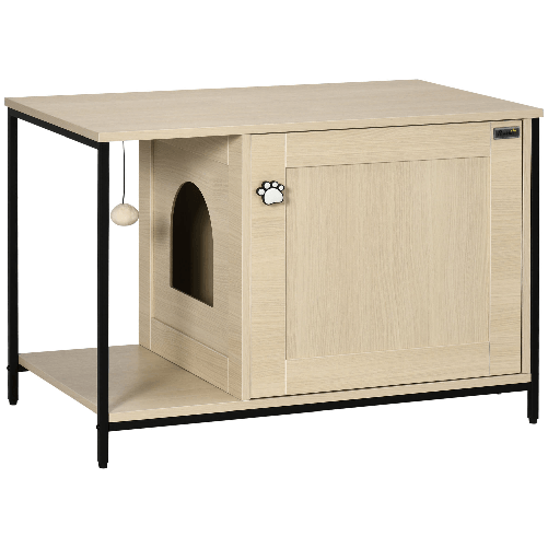 PawHut-Mobile-per-Lettiera-Gatti-in-Legno-e-Acciaio-con-Anta-Magnetica-80x48x55cm-Quercia