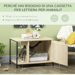 PawHut-Mobile-per-Lettiera-Gatti-in-Legno-e-Acciaio-con-Anta-Magnetica-80x48x55cm-Quercia