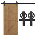 HOMCOM Binario per Porta Scorrevole Kit ,Spessore 34-40mm per Installazione Porta Muro Completo Accessori per Porte Scorrevole Singole, Acciaio Nero