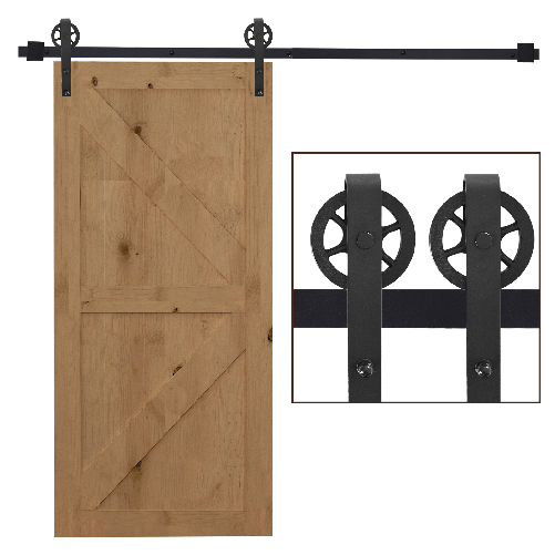 HOMCOM-Binario-per-Porta-Scorrevole-Kit-Spessore-34-40mm-per-Installazione-Porta-Muro-Completo-Accessori-per-Porte-Scorrevole-Singole-Acciaio-Nero