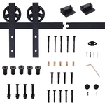 HOMCOM-Binario-per-Porta-Scorrevole-Kit-Spessore-34-40mm-per-Installazione-Porta-Muro-Completo-Accessori-per-Porte-Scorrevole-Singole-Acciaio-Nero