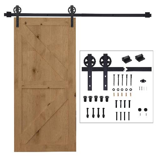 HOMCOM-Binario-per-Porta-Scorrevole-Kit-Spessore-34-40mm-per-Installazione-Porta-Muro-Completo-Accessori-per-Porte-Scorrevole-Singole-Acciaio-Nero