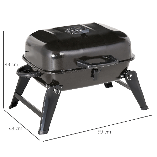 Outsunny-Barbecue-BBQ-Grill-a-Carbonella-Portatile-Pieghevole-da-Tavolo-Ferro-porcellana-59x43x39cm-Nero