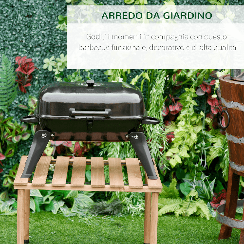 Outsunny-Barbecue-BBQ-Grill-a-Carbonella-Portatile-Pieghevole-da-Tavolo-Ferro-porcellana-59x43x39cm-Nero