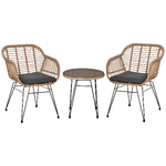 Outsunny Set Mobili da Giardino in Rattan PE Stile Boho, 2 Sedie con Cuscini e Tavolino in Vetro, Grigio