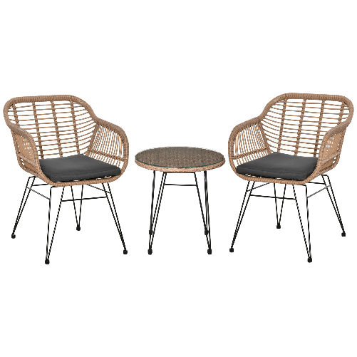 Outsunny-Set-Mobili-da-Giardino-in-Rattan-PE-Stile-Boho-2-Sedie-con-Cuscini-e-Tavolino-in-Vetro-Grigio