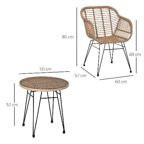 Outsunny-Set-Mobili-da-Giardino-in-Rattan-PE-Stile-Boho-2-Sedie-con-Cuscini-e-Tavolino-in-Vetro-Grigio