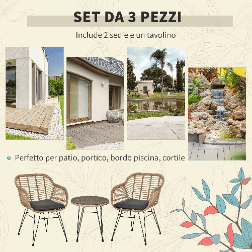 Outsunny-Set-Mobili-da-Giardino-in-Rattan-PE-Stile-Boho-2-Sedie-con-Cuscini-e-Tavolino-in-Vetro-Grigio