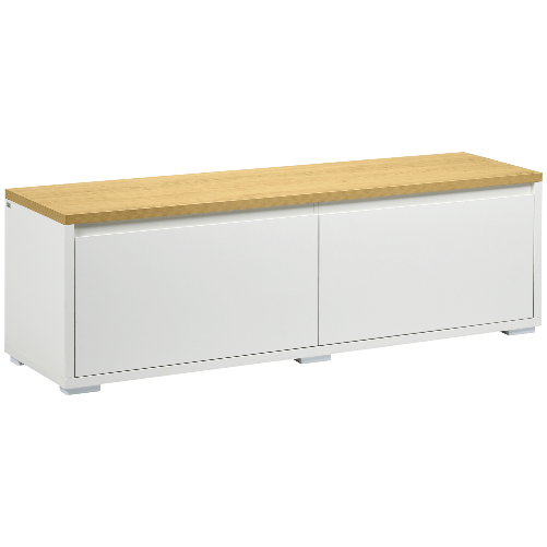 HOMCOM-Mobile-Porta-TV-fino-a-65--con-Armadietti-e-Ante-a-Ribalta-in-Truciolato-140x37x45cm-Bianco-e-Color-legno