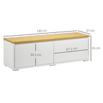 HOMCOM-Mobile-Porta-TV-fino-a-65--con-Armadietti-e-Ante-a-Ribalta-in-Truciolato-140x37x45cm-Bianco-e-Color-legno