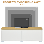 HOMCOM-Mobile-Porta-TV-fino-a-65--con-Armadietti-e-Ante-a-Ribalta-in-Truciolato-140x37x45cm-Bianco-e-Color-legno