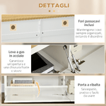 HOMCOM-Mobile-Porta-TV-fino-a-65--con-Armadietti-e-Ante-a-Ribalta-in-Truciolato-140x37x45cm-Bianco-e-Color-legno