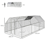 PawhutRecinto-Gabbia-per-Galline-in-Metallo-Galvanizzato-Impermeabile-Pollaio-con-Porta-e-Copertura-Oxford-280x570x195cm