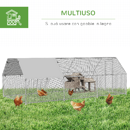 PawhutRecinto-Gabbia-per-Galline-in-Metallo-Galvanizzato-Impermeabile-Pollaio-con-Porta-e-Copertura-Oxford-280x570x195cm