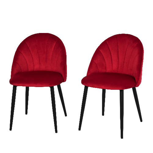 HOMCOM-Set-2-Sedie-Sala-da-Pranzo-e-Soggiorno-Imbottite-Design-Nordico-ed-Ergonomico-in-Metallo-e-Velluto-52x54x79-cm-Rosso
