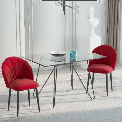 HOMCOM-Set-2-Sedie-Sala-da-Pranzo-e-Soggiorno-Imbottite-Design-Nordico-ed-Ergonomico-in-Metallo-e-Velluto-52x54x79-cm-Rosso